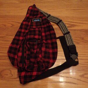+ Kavu Sling Bag Buffalo Plaid Red Black Backpack Rope Bag Hiking